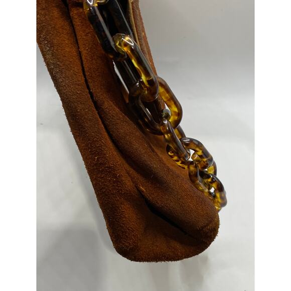 TOWN & COUNTRY SHOES Women's Vintage Brown SuedeLeather Tortoiseshell Clutch Bag - Picture 7 of 11